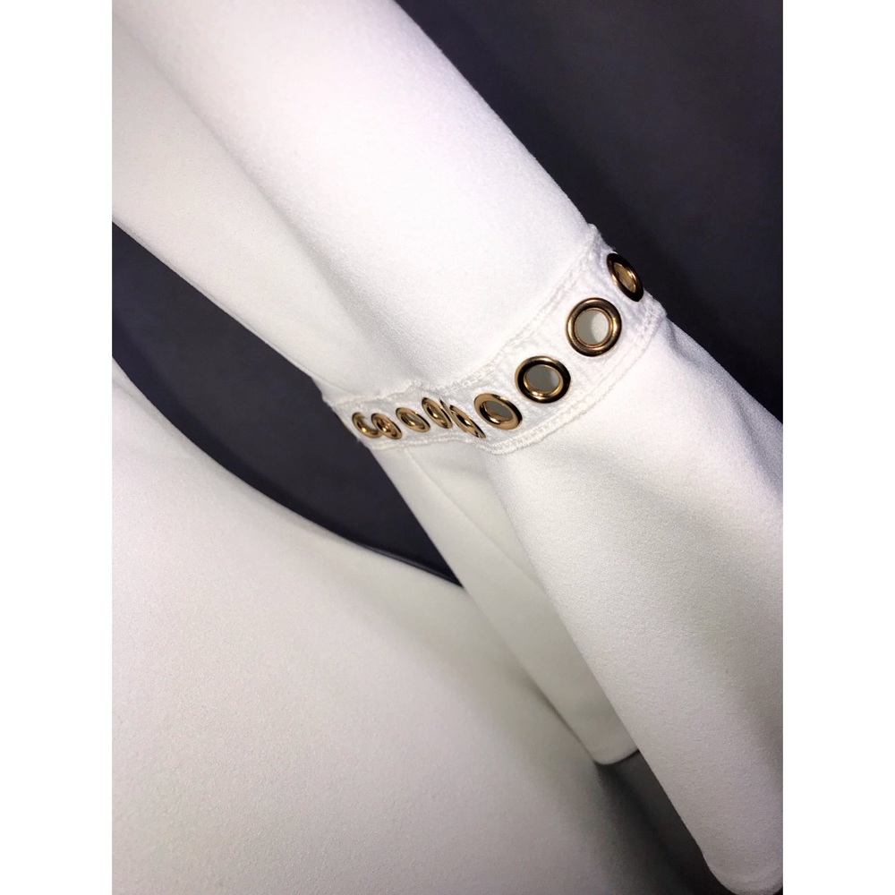 White Calvin Klein bell sleeve grommet dress - Picture 5 of 8